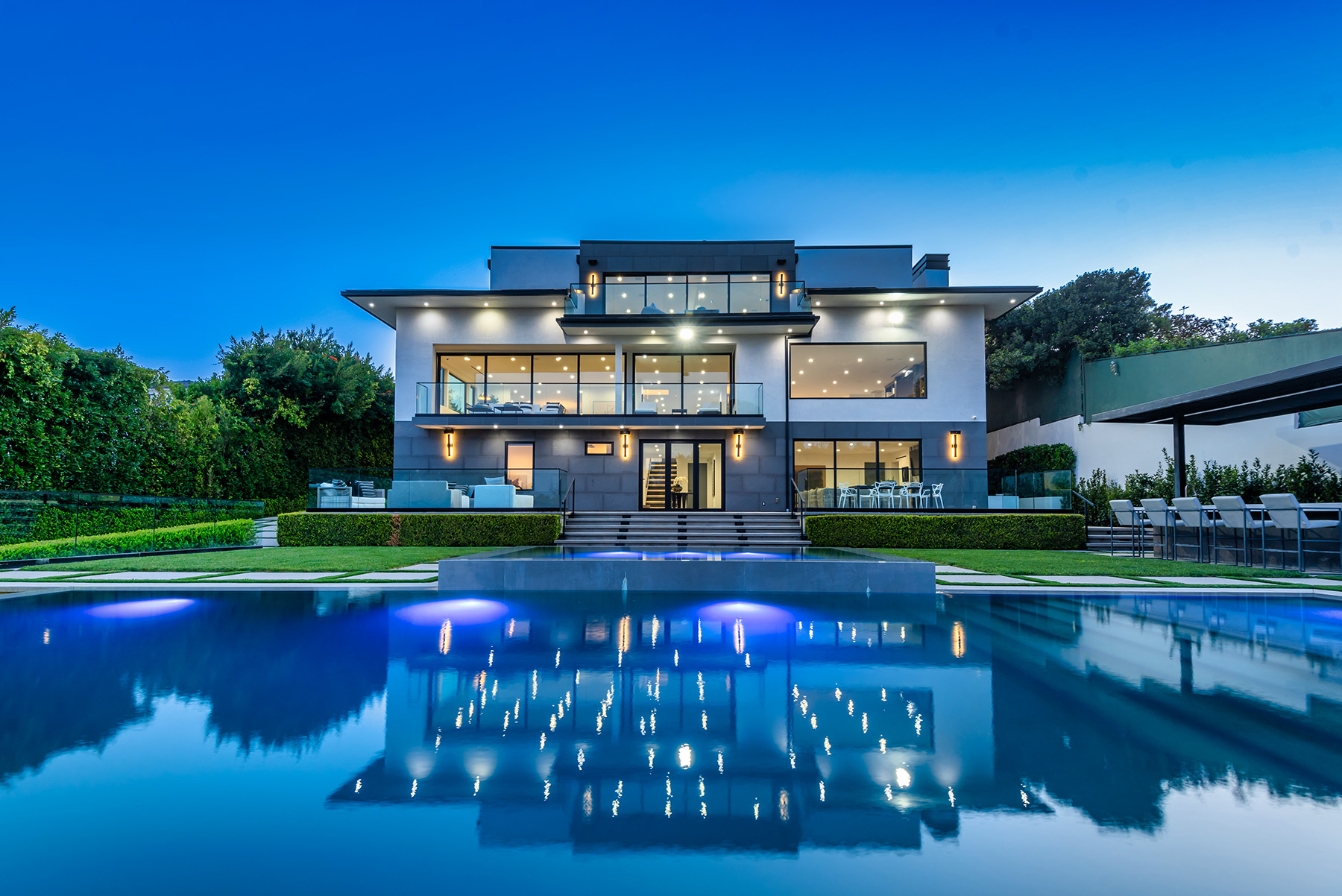 Elegant home exterior in bright daylight